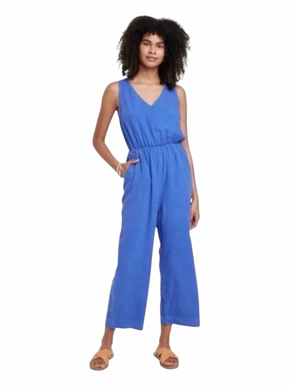 Universal Thread Sleeveless V-Neck Wide-Leg Jumpsuit in Blue